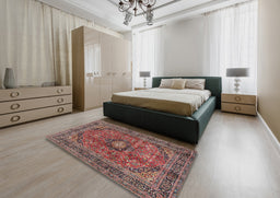 Traditional Saffron Red Medallion Rug in a Bedroom, tr2601