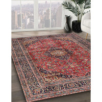 Traditional Saffron Red Medallion Rug, tr2601