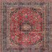 Square Traditional Saffron Red Medallion Rug, tr2601