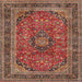 Square Traditional Fire Brick Red Medallion Rug, tr2602