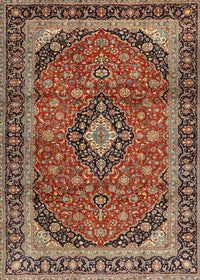 Machine Washable Traditional Saffron Red Rug, wshtr2603