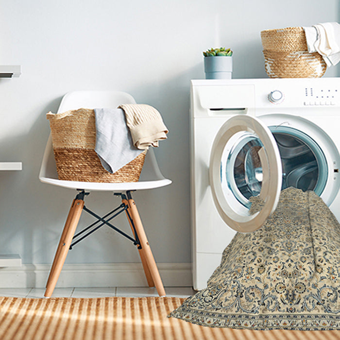 Machine Washable Traditional Khaki Gold Rug in a Washing Machine, wshtr2607