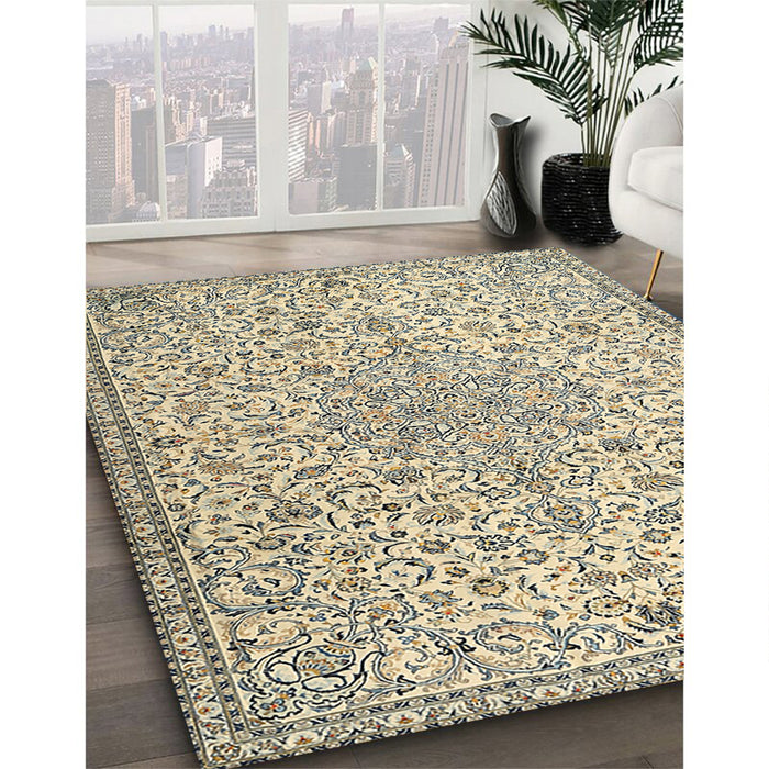 Machine Washable Traditional Khaki Gold Rug in a Family Room, wshtr2607