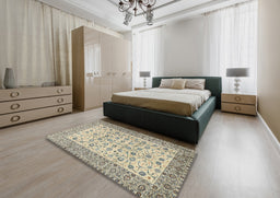 Traditional Khaki Gold Persian Rug in a Bedroom, tr2608