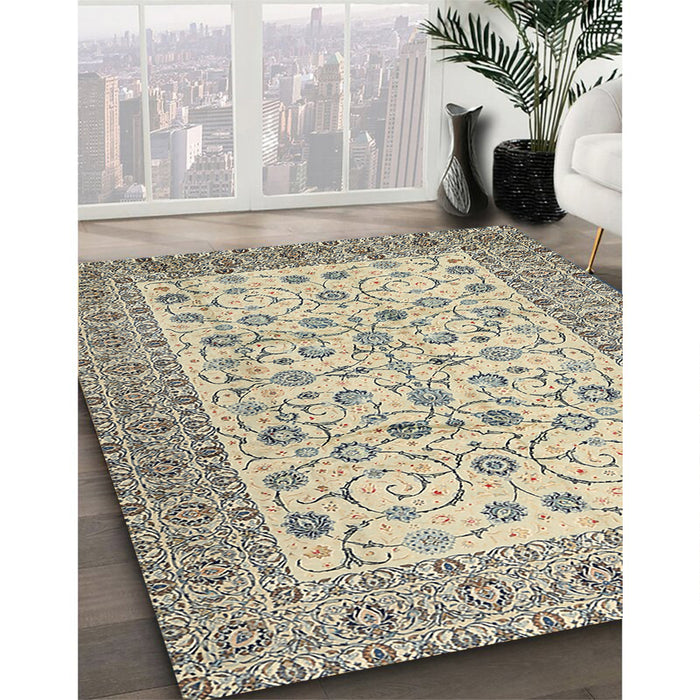 Traditional Khaki Gold Persian Rug in Family Room, tr2608