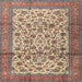 Round Machine Washable Traditional Chestnut Brown Rug, wshtr2609