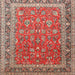 Round Machine Washable Traditional Red Rug, wshtr260