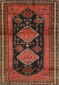 Machine Washable Traditional Saffron Red Rug, wshtr2610