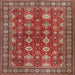 Round Machine Washable Traditional Tomato Red Rug, wshtr2612