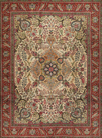 Machine Washable Traditional Saffron Red Rug, wshtr2613