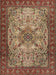 Machine Washable Traditional Saffron Red Rug, wshtr2613