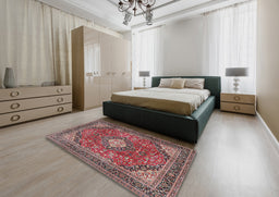 Traditional Camel Brown Medallion Rug in a Bedroom, tr2614