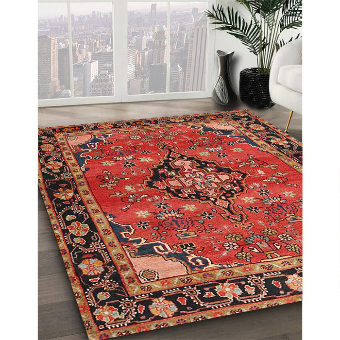 Traditional Rust Pink Persian Rug in Family Room, tr2615