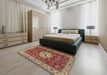 Machine Washable Traditional Tomato Red Rug in a Bedroom, wshtr2619