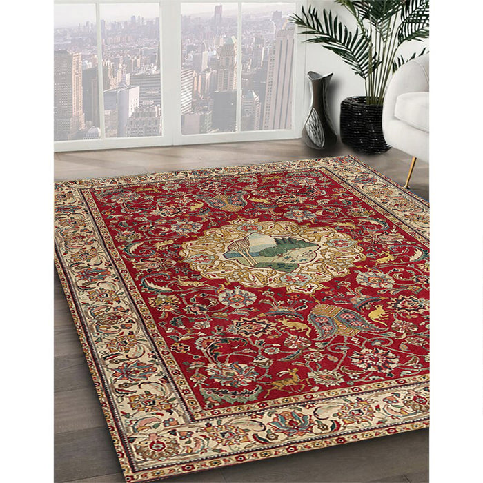 Traditional Red Persian Rug in Family Room, tr2619