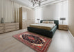 Traditional Orange Salmon Pink Medallion Rug in a Bedroom, tr261