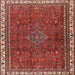 Round Machine Washable Traditional Orange Salmon Pink Rug, wshtr2620