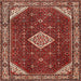 Square Traditional Orange Salmon Pink Medallion Rug, tr2621