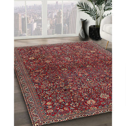 Traditional Dark Almond Brown Persian Rug in Family Room, tr2623