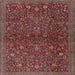 Round Machine Washable Traditional Dark Almond Brown Rug, wshtr2623