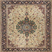 Square Traditional Reddish Brown Medallion Rug, tr2625