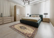 Machine Washable Traditional Sepia Brown Rug in a Bedroom, wshtr2625