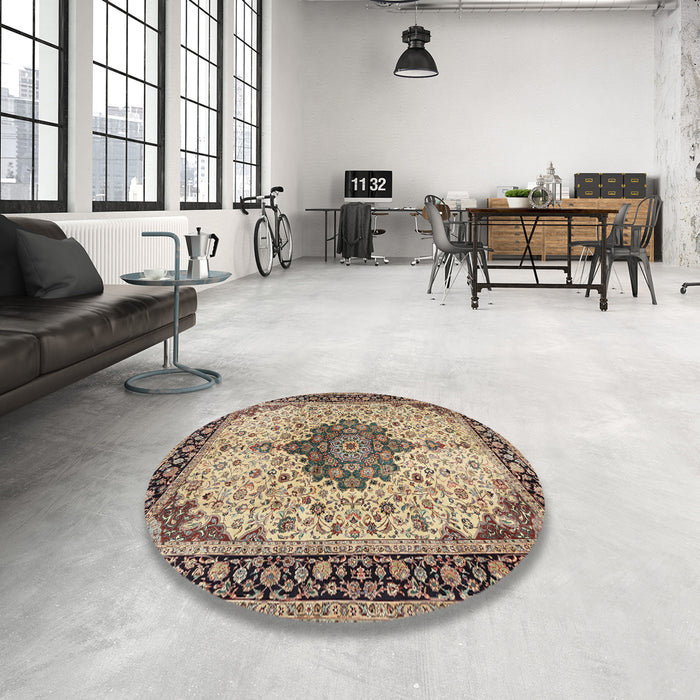 Round Machine Washable Traditional Sepia Brown Rug in a Office, wshtr2625