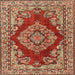 Square Traditional Sand Brown Medallion Rug, tr2626