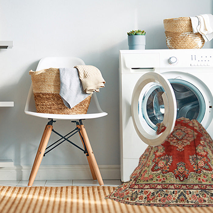 Machine Washable Traditional Sand Brown Rug in a Washing Machine, wshtr2626