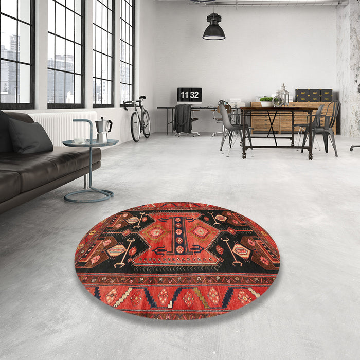 Round Traditional Sienna Brown Persian Rug in a Office, tr2627