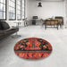 Round Traditional Sienna Brown Persian Rug in a Office, tr2627