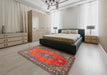 Machine Washable Traditional Dark Almond Brown Rug in a Bedroom, wshtr262