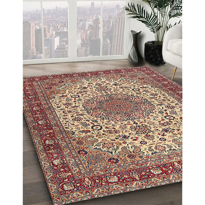 Traditional Brown Red Persian Rug in Family Room, tr2632