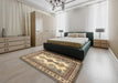 Traditional Dark Sienna Brown Persian Rug in a Bedroom, tr2633