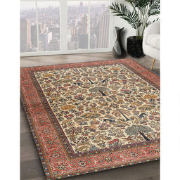 Traditional Brown Red Persian Rug in Family Room, tr2634