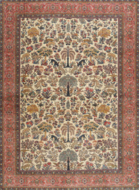 Machine Washable Traditional Brown Red Rug, wshtr2634