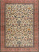 Machine Washable Traditional Brown Red Rug, wshtr2634