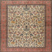 Round Machine Washable Traditional Brown Red Rug, wshtr2634