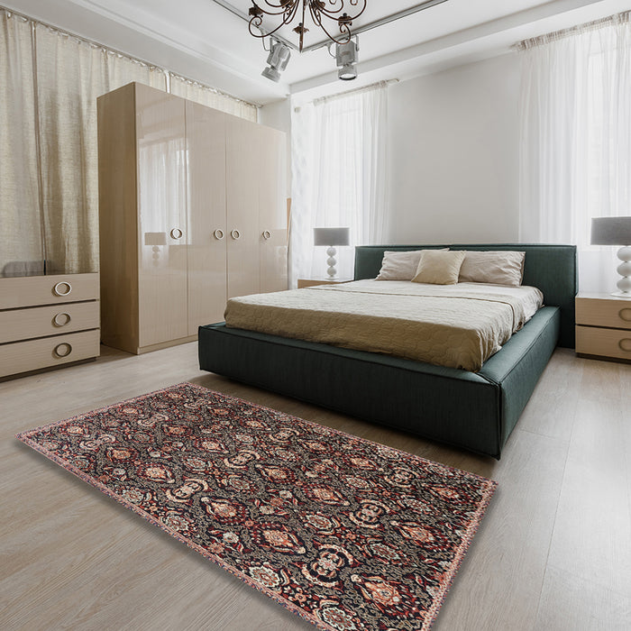 Machine Washable Traditional Night Red Rug in a Bedroom, wshtr2635