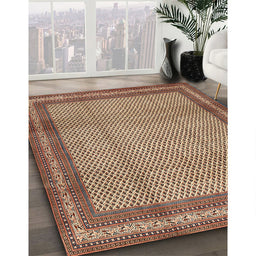 Traditional Dark Sienna Brown Persian Rug in Family Room, tr2636