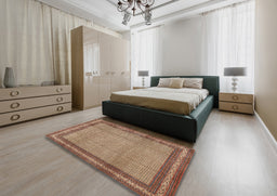 Traditional Dark Sienna Brown Persian Rug in a Bedroom, tr2636