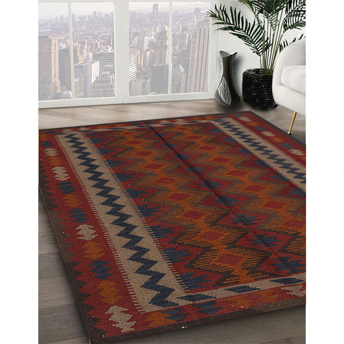 Machine Washable Traditional Saffron Red Rug in a Family Room, wshtr2638