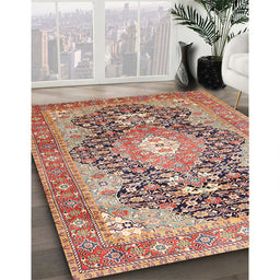 Machine Washable Traditional Brown Red Rug in a Family Room, wshtr263