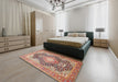 Traditional Brown Red Medallion Rug in a Bedroom, tr263