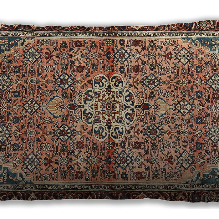 Traditional Classic Rectangular Red Brown Lumbar Throw Pillow, 13 inch by 19 inch, lbtr2640
