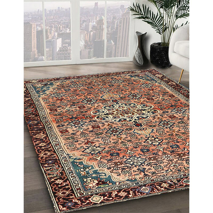Traditional Red Brown Persian Rug in Family Room, tr2640