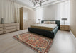 Machine Washable Traditional Red Brown Rug in a Bedroom, wshtr2640