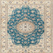 Square Traditional Grayish Turquoise Green Persian Rug, tr2646