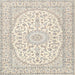 Square Traditional Rosy Brown Pink Medallion Rug, tr2647