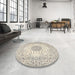 Round Machine Washable Traditional Rosy Pink Rug in a Office, wshtr2648
